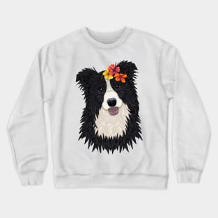 Tropical Border Collie Girl Crewneck Sweatshirt